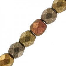 Czech Fire polished faceted glass beads 4mm Metallic mix